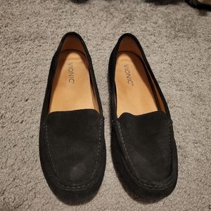 VIONIC BLACK SUEDE LOAFERS